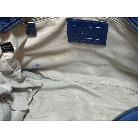 Coach Kyra Blue Monogram Daisy Signature Shoulder Bag with Daisy Charm GUC - Picture 6 of 10